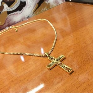 Mens "Lux" REAL 18K Gold Plated Cross Necklace